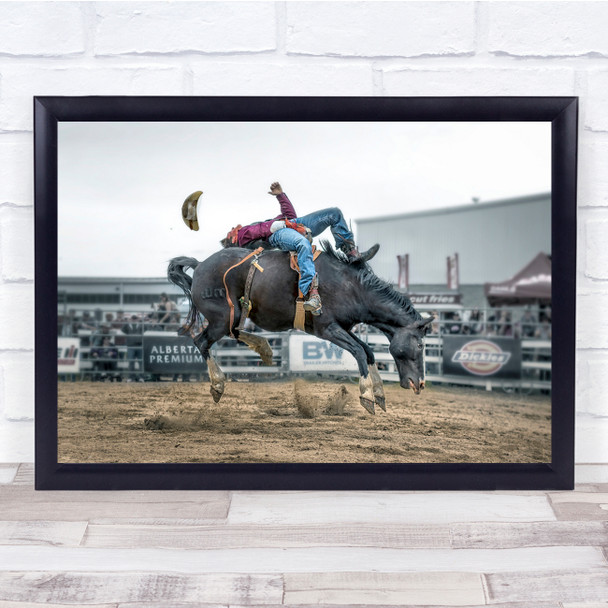 Dramatic Action Cowboy Rodeo Horse Hat Gravity Jump Leap Wall Art Print