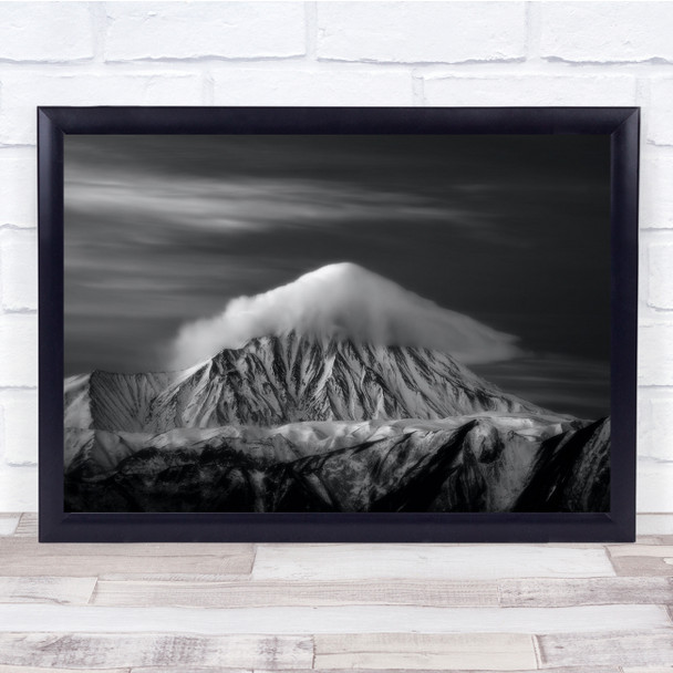 Landscape Black & White Clouds Mountains Peak Top Summit Wall Art Print