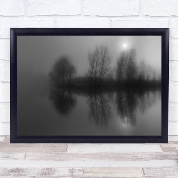 Mood Morning Reflection Tree Mist Lake Fog Sunrise Foggy Wall Art Print