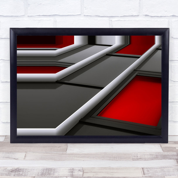Abstract Window Lines Red White Grey #1X Hvmaart Angled Wall Art Print