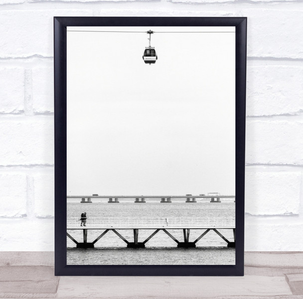 Cable Car Street Brige Graphic High Key High-Key Simple Wall Art Print