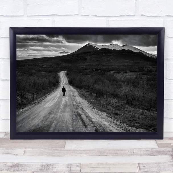 Road Snow Mood Man Walk Alone Silence Mountain Top Peak Wall Art Print