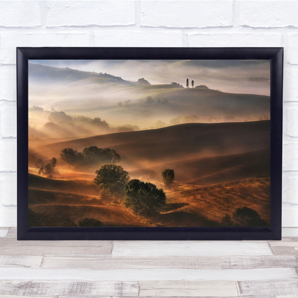 Hill Morning Pienza Tuscany Landscape Fields Field Rural Italy Wall Art Print