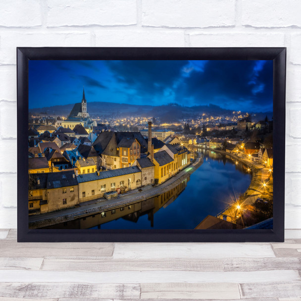 Krumlov Czech Bohemia Night Architecture Unesco Cesky Republic Wall Art Print