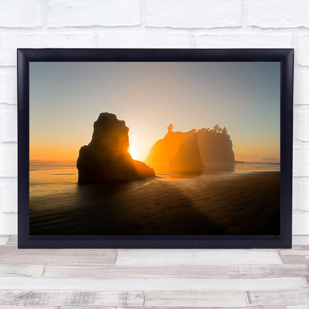 Landscape Gold Golden Cliff Cliffs Peaks Rock Rocks Beach Sand Wall Art Print