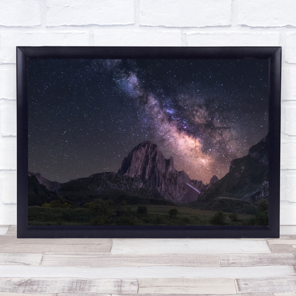 Landscape Night Mountain Astronomy Stars Space Universe Cosmos Wall Art Print