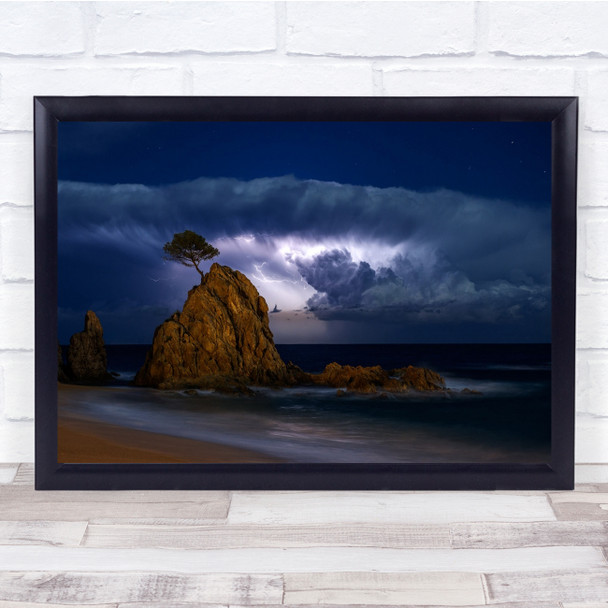 Landscape Storm Thunder Thunderstorm Lightning Cloud Sky Beach Wall Art Print