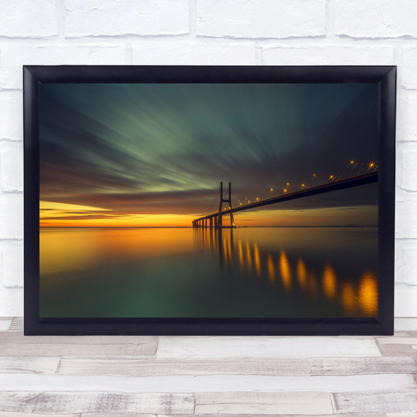 Portugal Lisbon Bridge Sunrise Pontevascodagama Morning Lights Wall Art Print