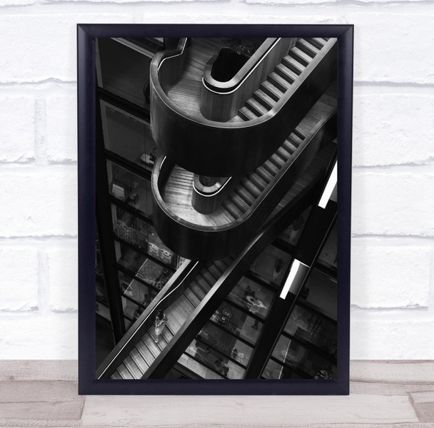 Stairs Black And White Mood Moody Building Office Woman London Wall Art Print