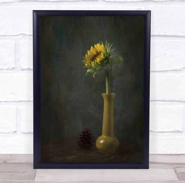 Sunflower Vase Texture Still Life Cone Fir Searching The Light Wall Art Print
