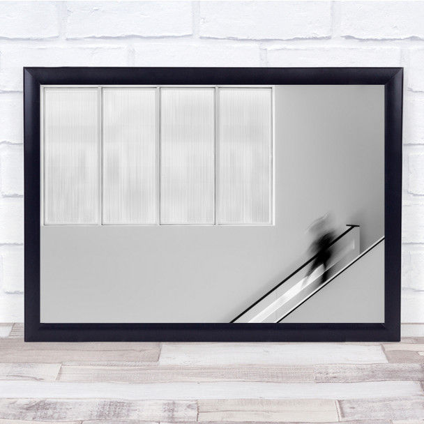 Black Ghost Blur Person stairs White Wall Art Print