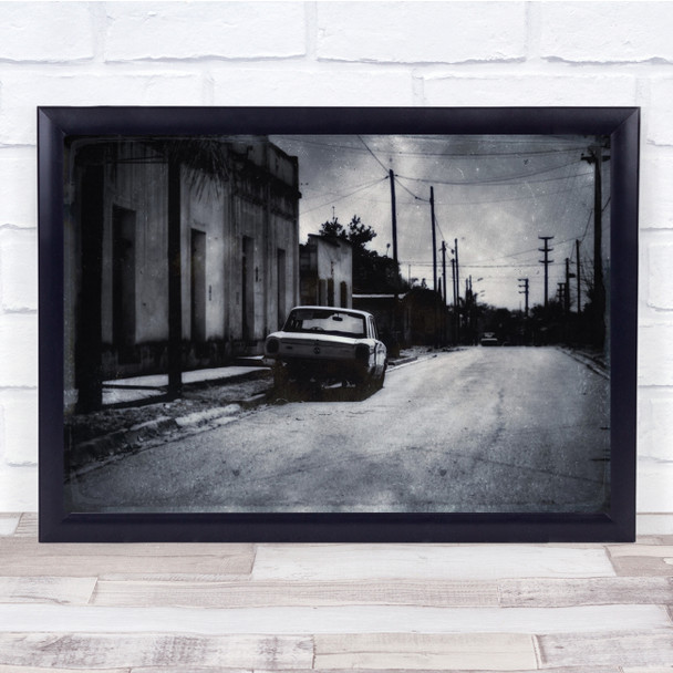 Cuba Black & White Car Classic Urban Wall Art Print