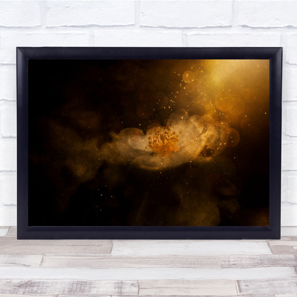 Flower Bokeh Light Dark Gold Texture Wall Art Print