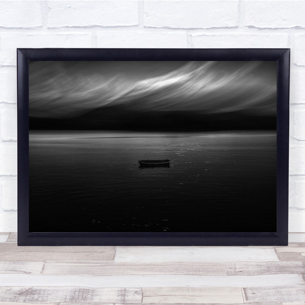 Surreal Boat Water Black White Float Wall Art Print