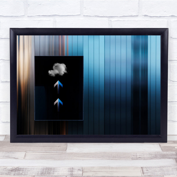 Blue Cloud Streaks Wall Arrow Lines Wall Art Print