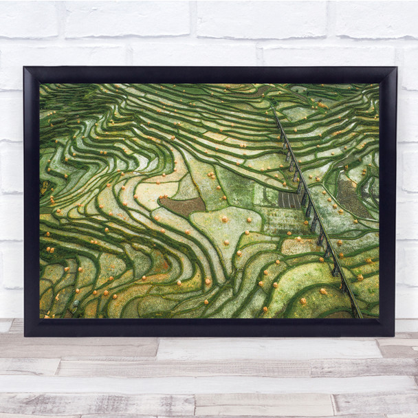 Rhyme Terrace Green Pattern ripples Wall Art Print