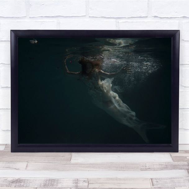 Underwater Lady Dress Water Breathe Wall Art Print