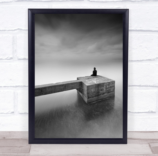 Block square man sitting landscape Wall Art Print