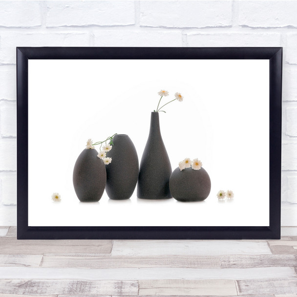 Flowers Vase Still Life oval stone Wall Art Print