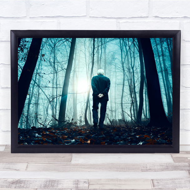 Go For Light Man Walking in Forest Wall Art Print