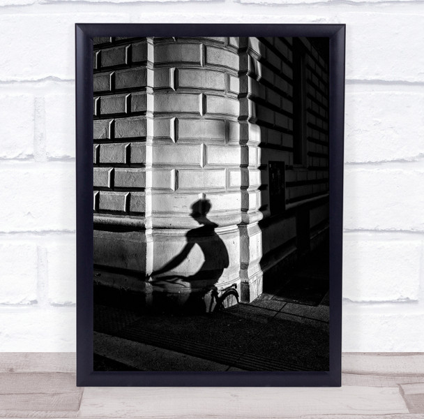 Street Cycling Shadow brick wall Wall Art Print