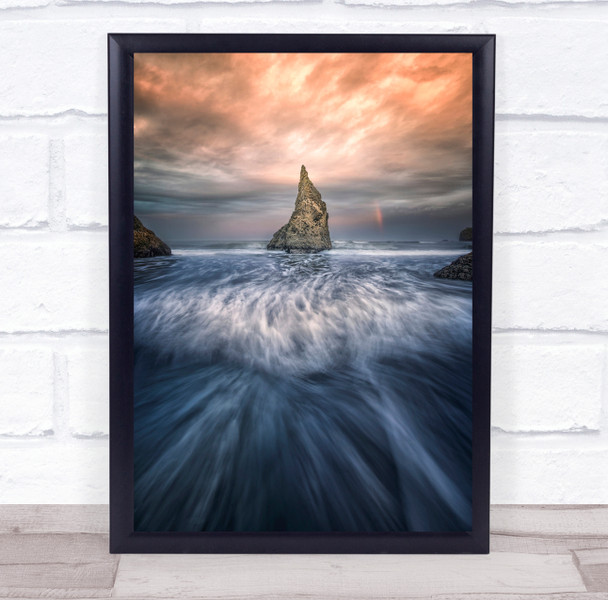 Wizards Hat ocean stream red sky Wall Art Print
