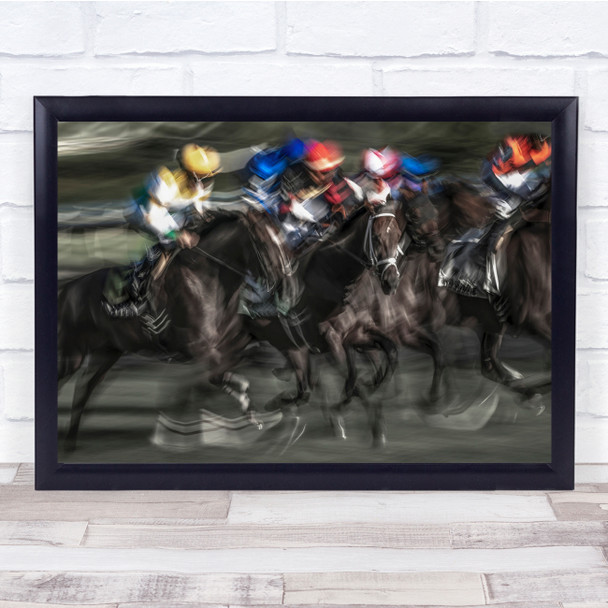 Final Round Horse Racing Blurry Wall Art Print