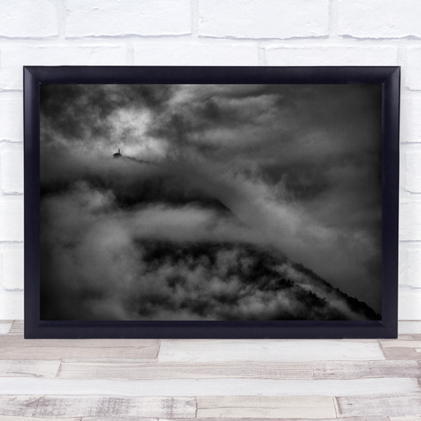 House On The Hills clouds foggy Wall Art Print