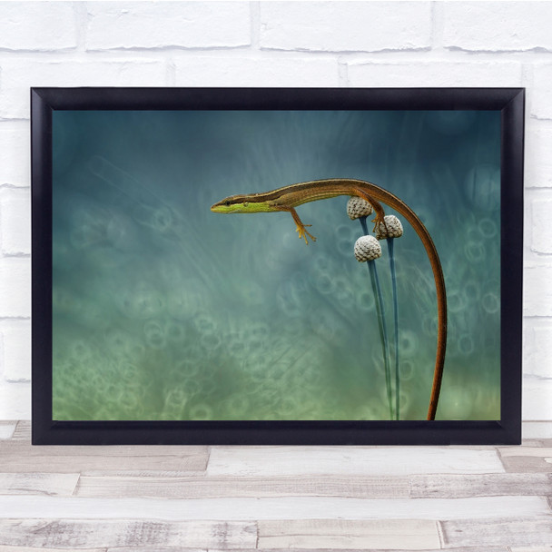 My Pose Reptile on Flowers Swim Wall Art Print