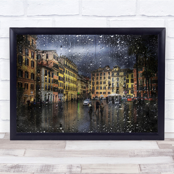 Still Rain In The City building Wall Art Print