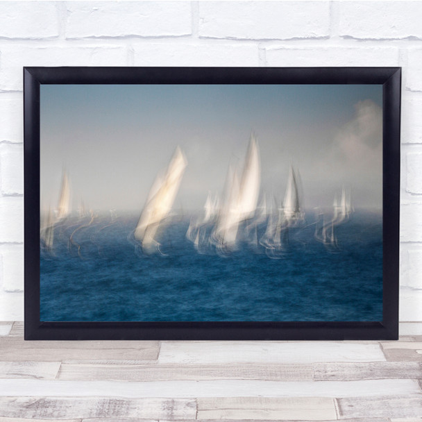 Blur Sea view sail boats ocean Wall Art Print