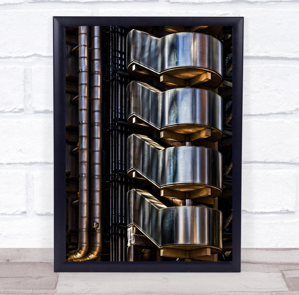 Gold and Silver building pipes Wall Art Print