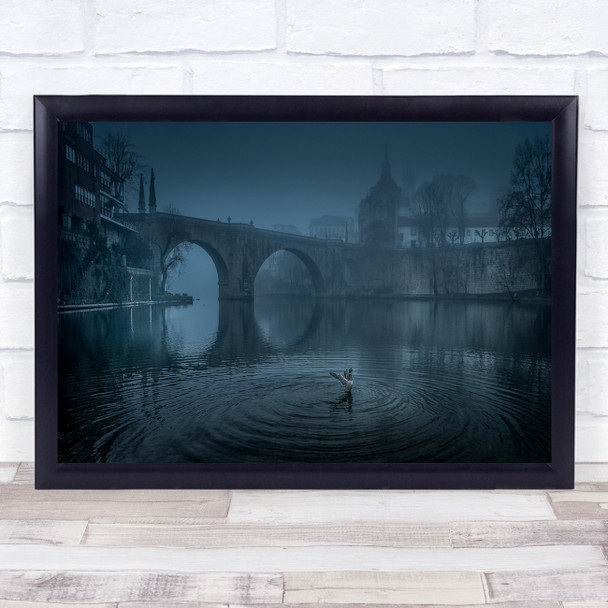 Duck lonely lake Bridge Night Wall Art Print