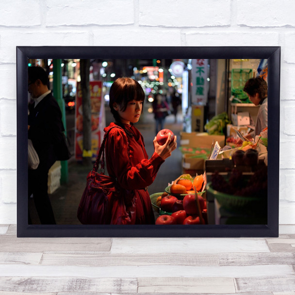 Japan Woman Night Fruit Store Wall Art Print