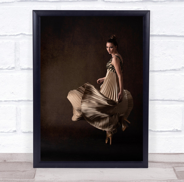 Verve white dress woman pose Wall Art Print