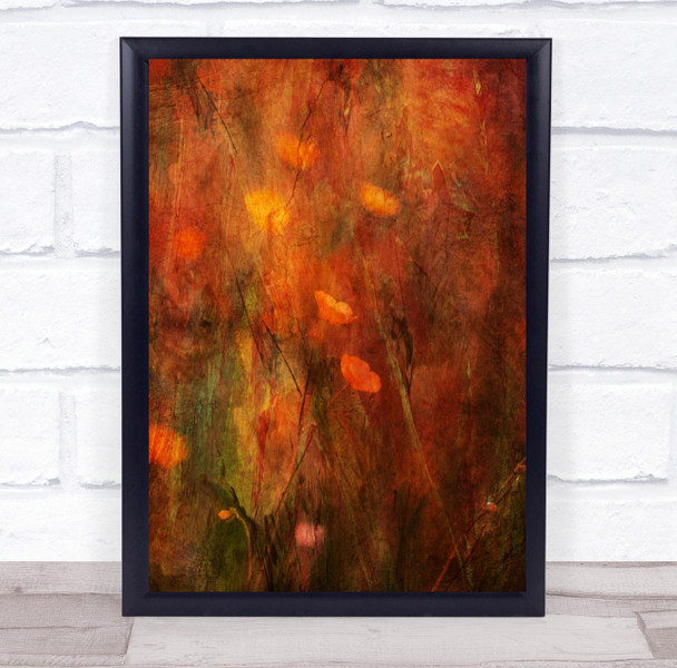 Warm red flowers painting Wall Art Print