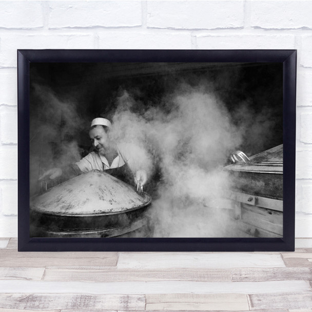 Chef Cooking Steam smoke Wall Art Print