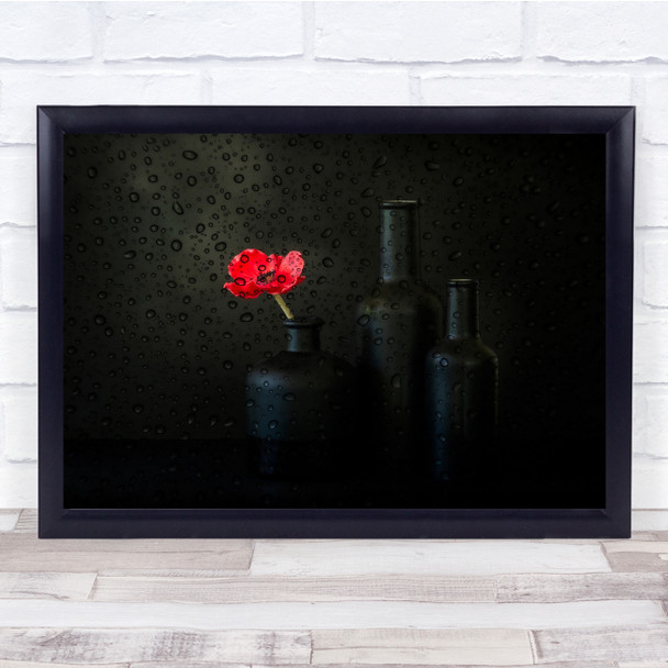 Rainy Day Poppy Bottles Wall Art Print