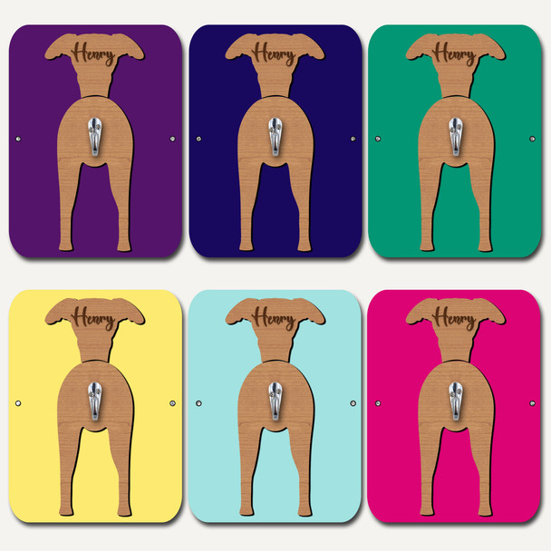 Whippet Dog Lead Holder Leash Hanger Hook Any Colour Personalised Gift
