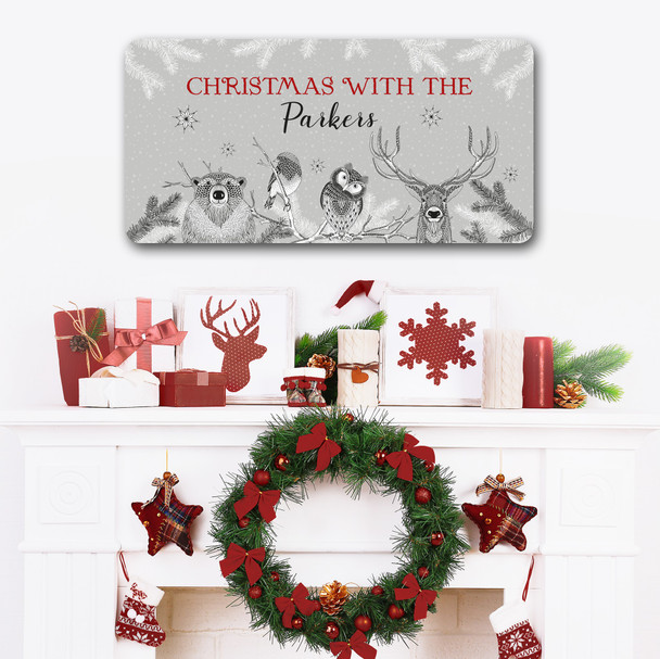 Grey Family Name Forest Animals Christmas Decoration Home Personalised Sign Grey Family Name Forest Animals Christmas Decoration Home Personalised Sign