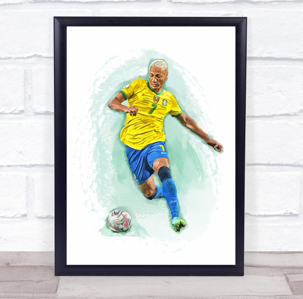 Footballer Richarlison Brazil Football Player Watercolour Wall Art Print