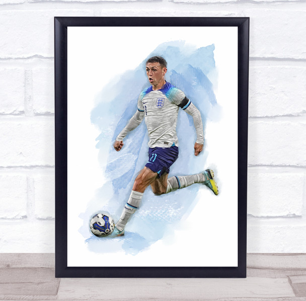 Footballer Phil Foden Football Player Watercolour Wall Art Print