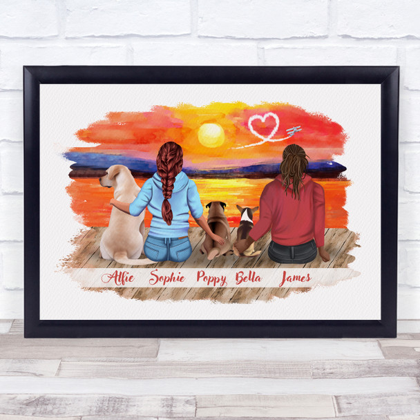 Dog Sunset Beach Romantic Gift For Him or Her Personalised Couple Print