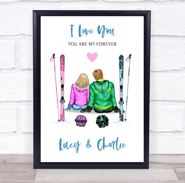 Ski Slopes Love You Romantic Gift For Him or Her Personalised Couple Print
