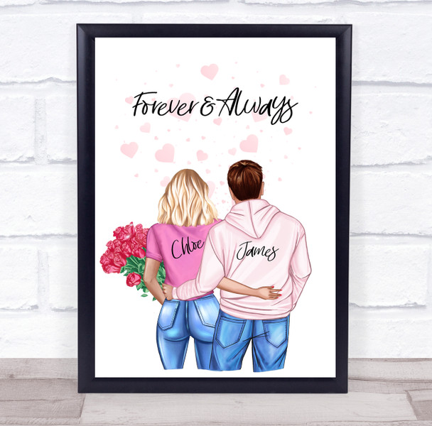 Forever Bursting Hearts Romantic Gift For Him or Her Personalised Couple Print