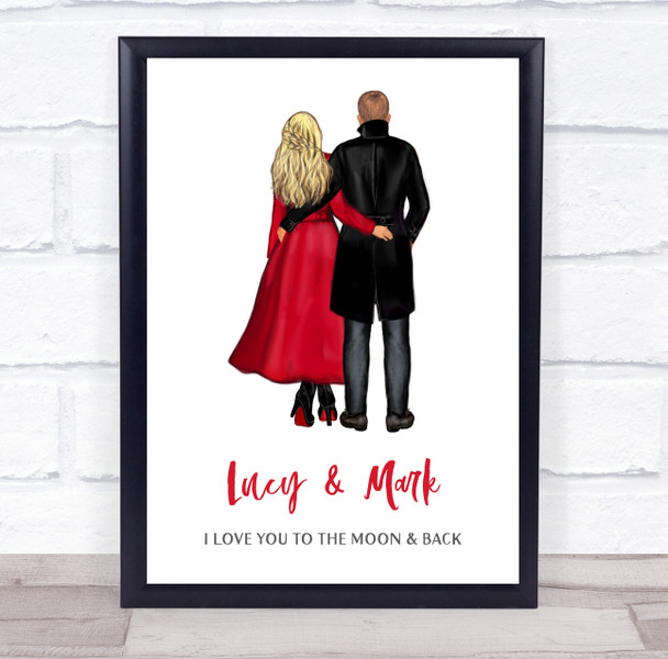 The Moon & Back Romantic Gift For Him or Her Personalised Couple Print