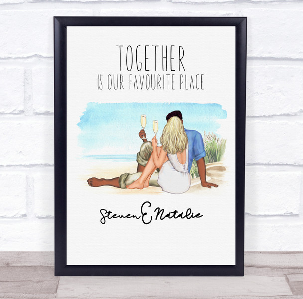 Beach Favourite Place Romantic Gift For Him or Her Personalised Couple Print