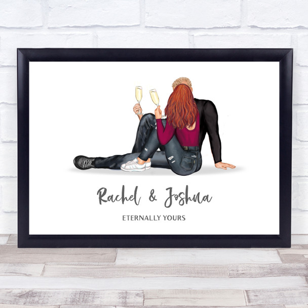 Champagne Eternally Yours Romantic Gift For Him or Her Personalised Couple Print
