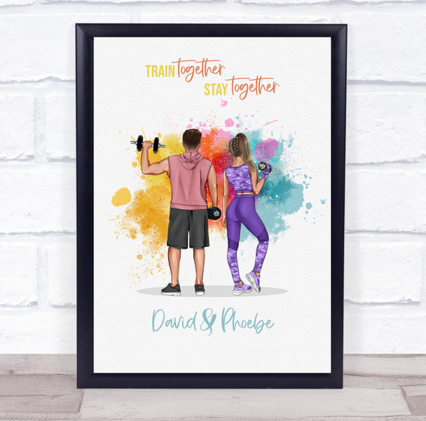 Colourful Gym Romantic Gift For Him or Her Personalised Couple Print