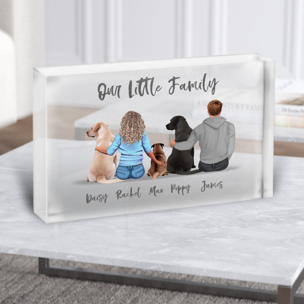 Little Family White Dog Gift For Him Her Personalised Couple Clear Acrylic Block